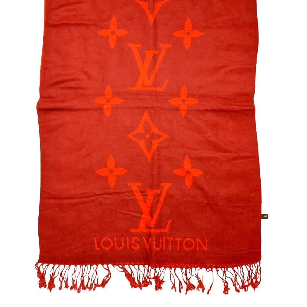 LOUIS VUITTON Reykjavik Burgundy & Red Reversible Scarf Shawl Wrap - Picture 3 of 6